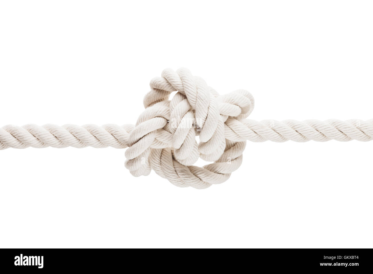 Tied knot on rope or spring Stock Photo