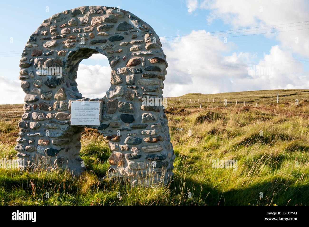 Monument to agricultural experiment of Deanston on Isle of Lewis.  SEE DETAILS IN DESCRIPTION. Stock Photo