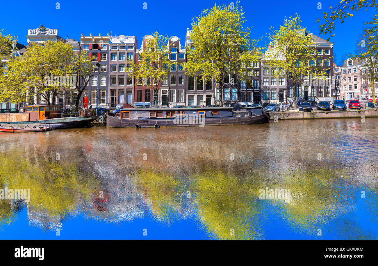 Pictorial canals of Amsterdam, Holland Stock Photo