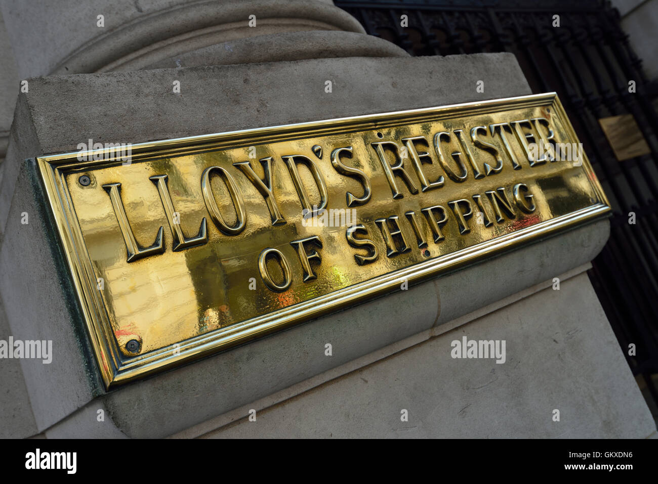 Lloyd's Register of Shipping name plate, 71 Fenchurch St, London EC3M , United Kingdom Stock Photo