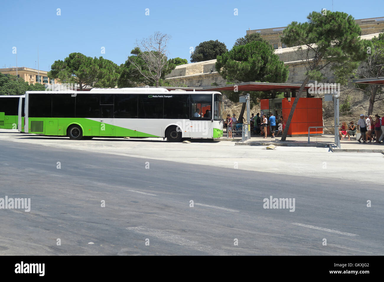 VALLETTA, MALTA - AUGUST 02 2016: A Malta Public Transport bus at Valletta bay. Stock Photo