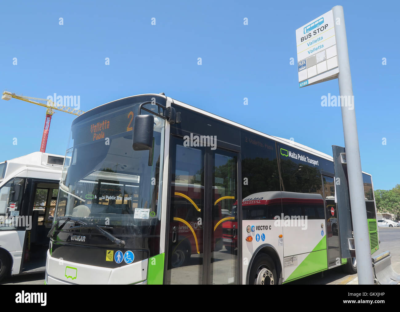 VALLETTA, MALTA - AUGUST 02 2016: Malta Public Transport Bus at Valletta bus stop. Stock Photo