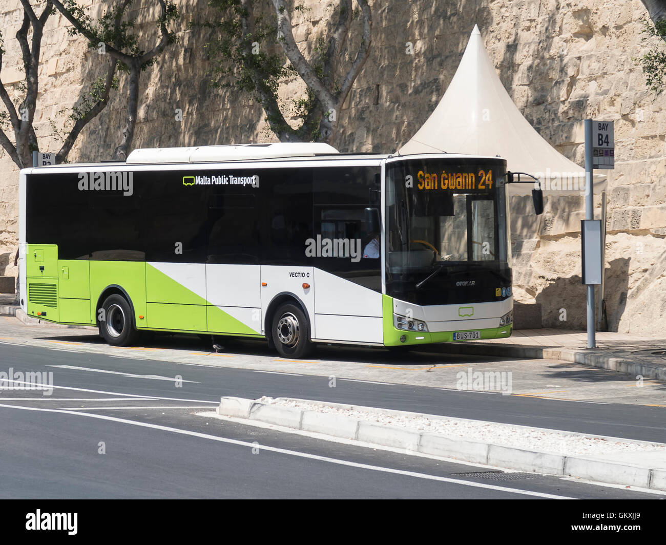 VALLETTA, MALTA - AUGUST 04 2016: Malta Public Transport Bus parked at Bay B4. Stock Photo