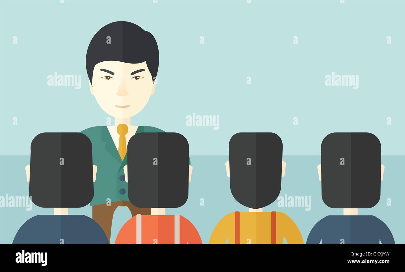 Angry Asian boss with his employees Stock Vector Image & Art - Alamy