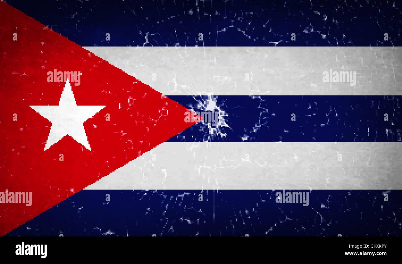 Flags Cuba with broken glass texture. Vector Stock Vector