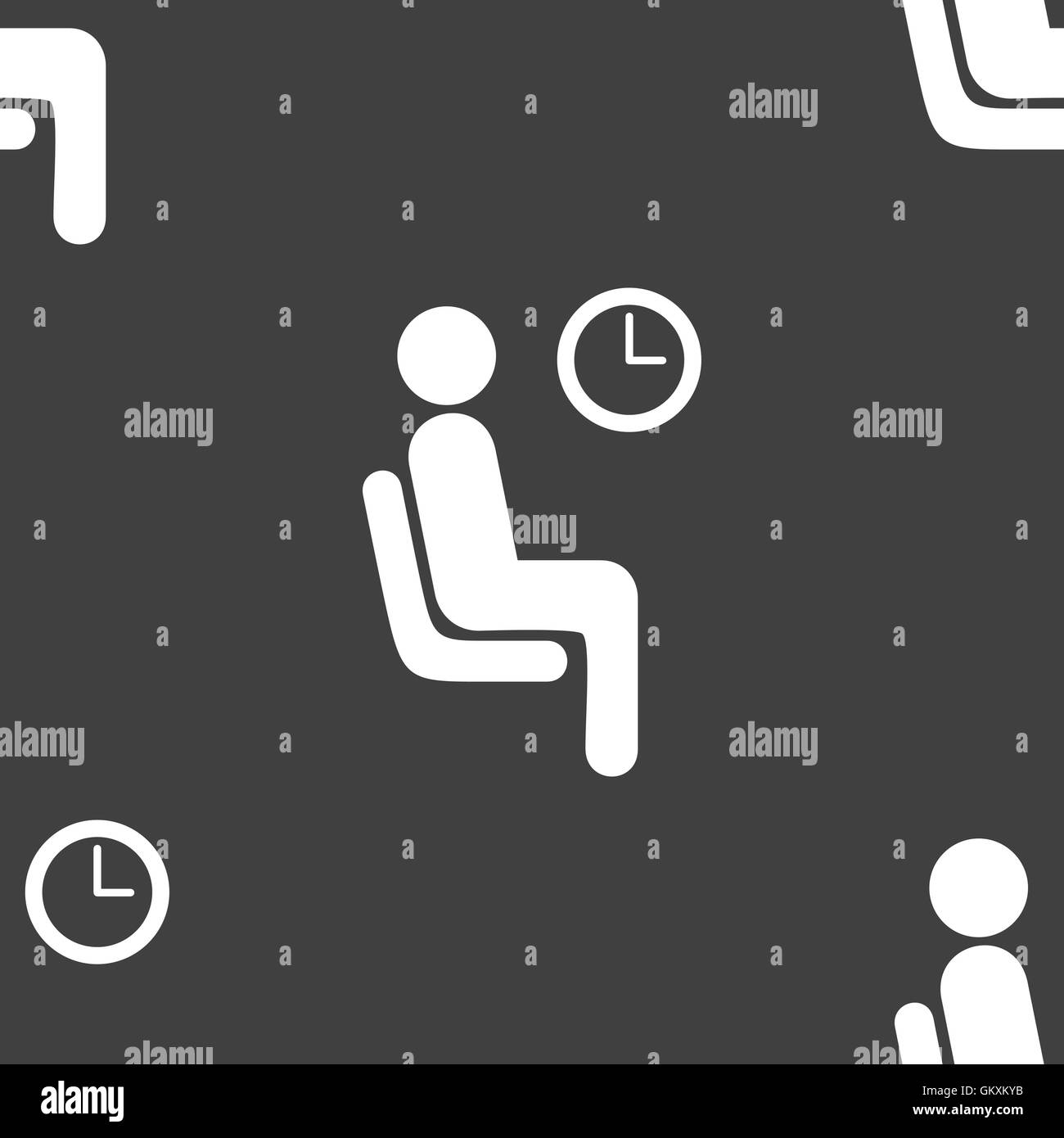 waiting icon sign. Seamless pattern on a gray background. Vector Stock ...