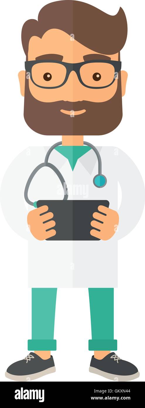 Physician holding the result in x-ray Stock Vector