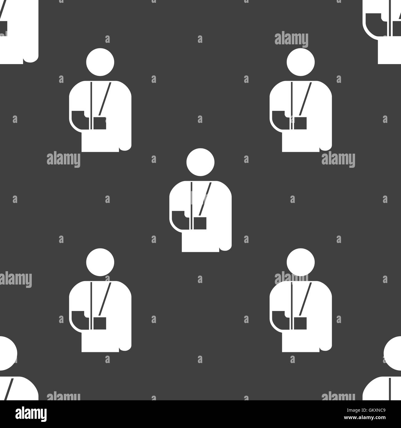 broken arm, disability icon sign. Seamless pattern on a gray background ...