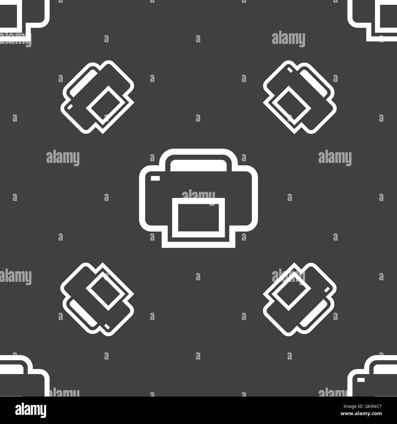 Printing icon sign. Seamless pattern on a gray background. Vector Stock ...