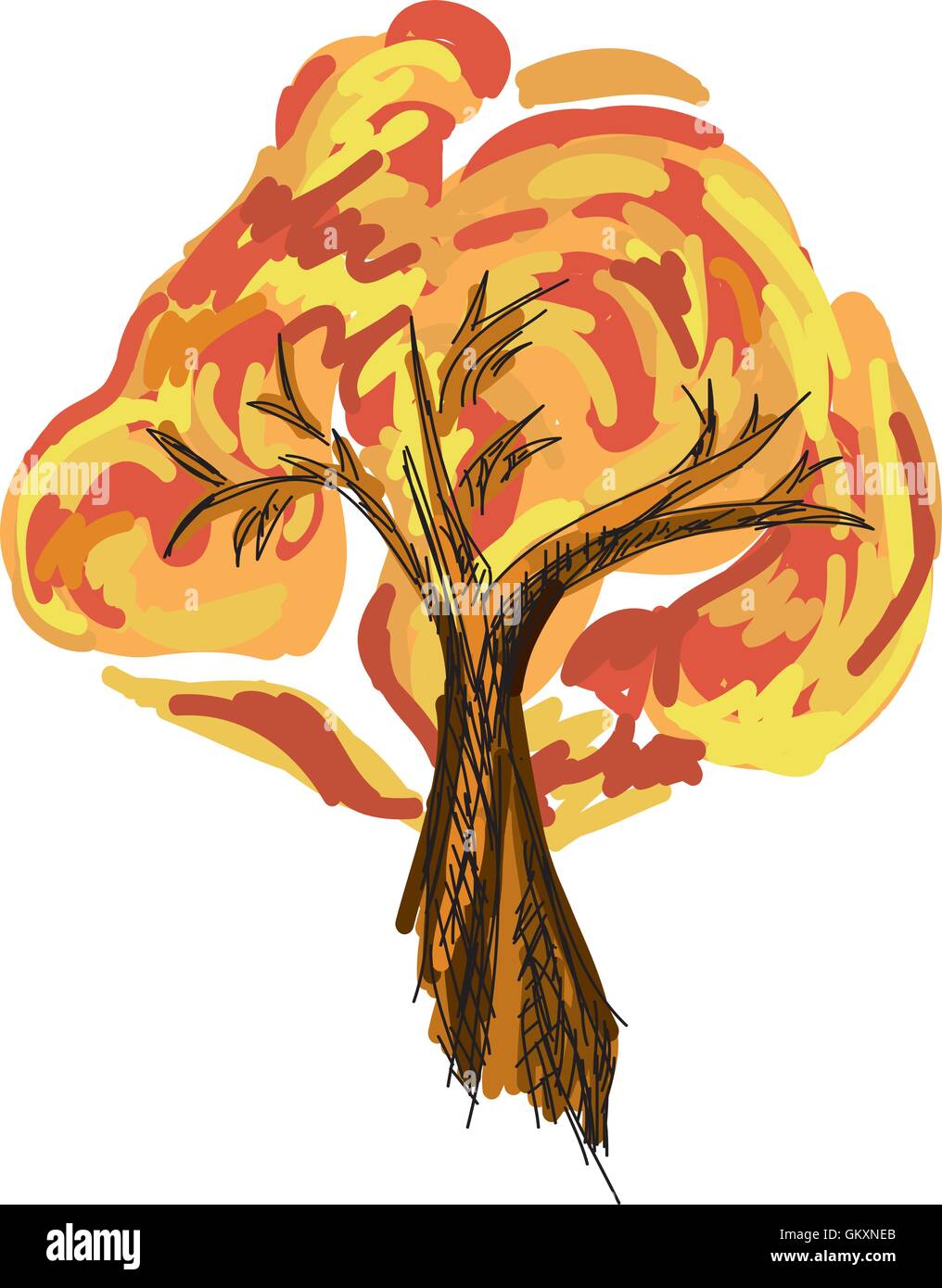 Drawn colored tree on white. Vector illustration Stock Vector Image ...