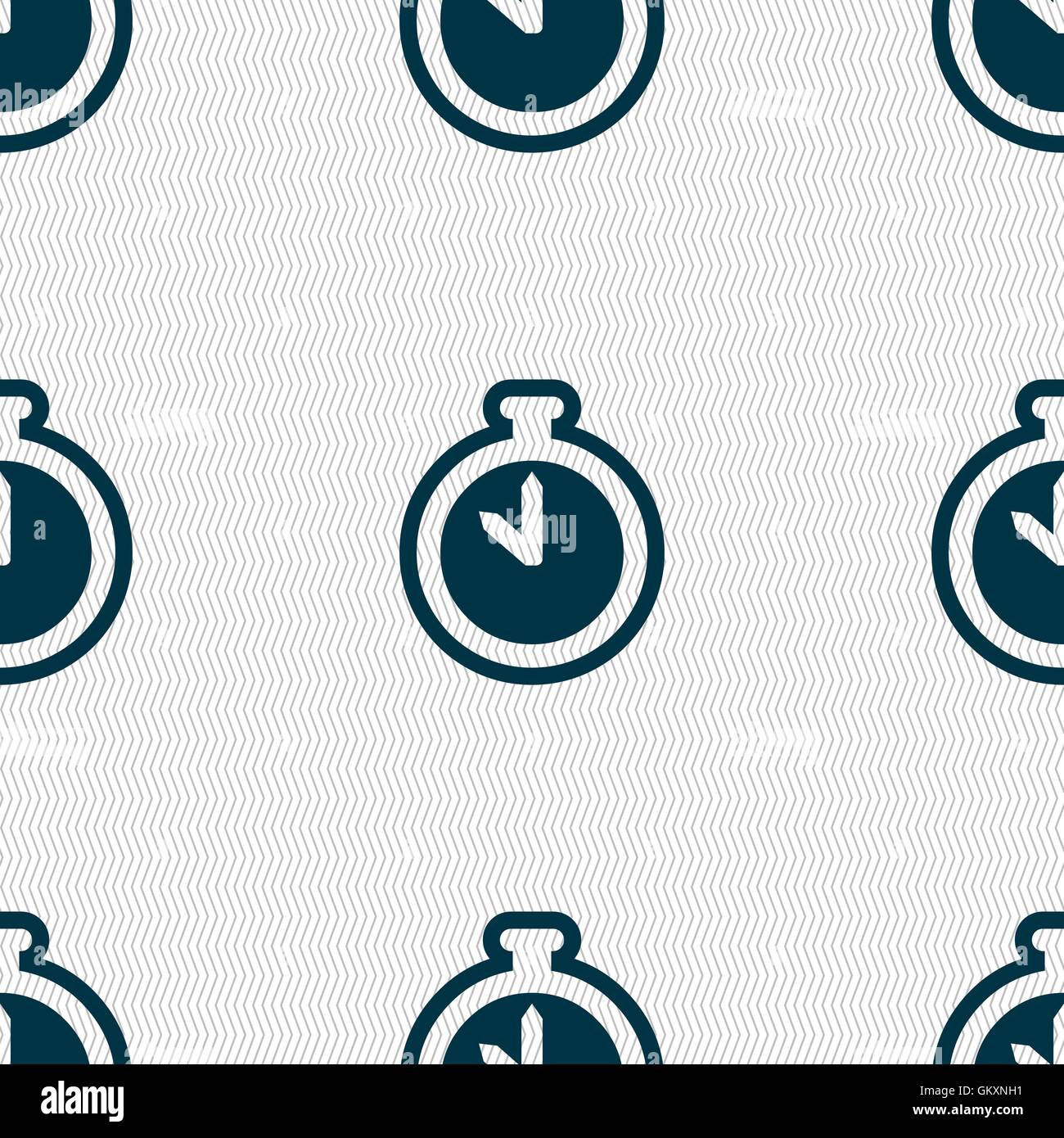 The stopwatch icon sign. Seamless pattern with geometric texture ...