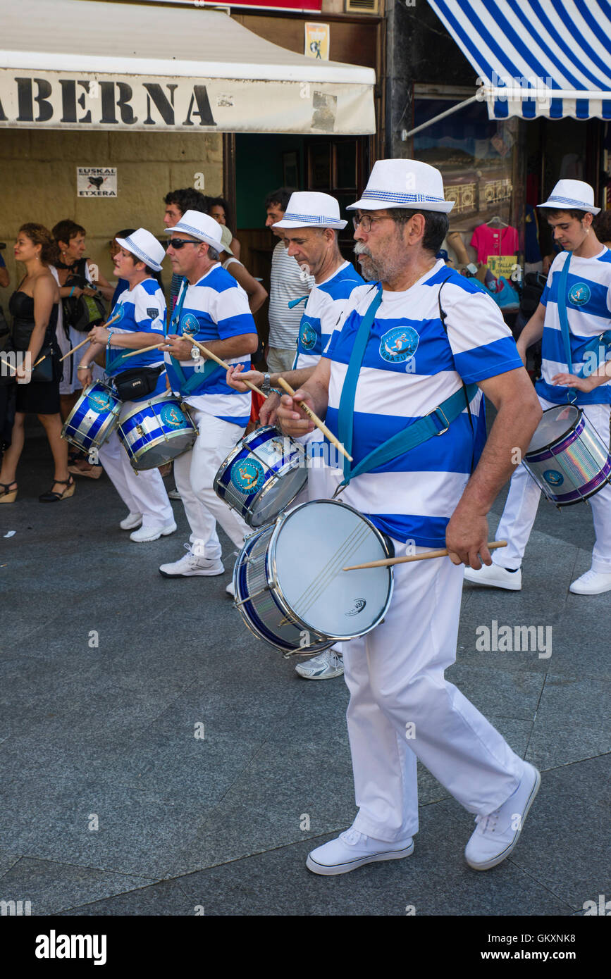 Local samba band playing during San Sebastian's Semana Grande feria San