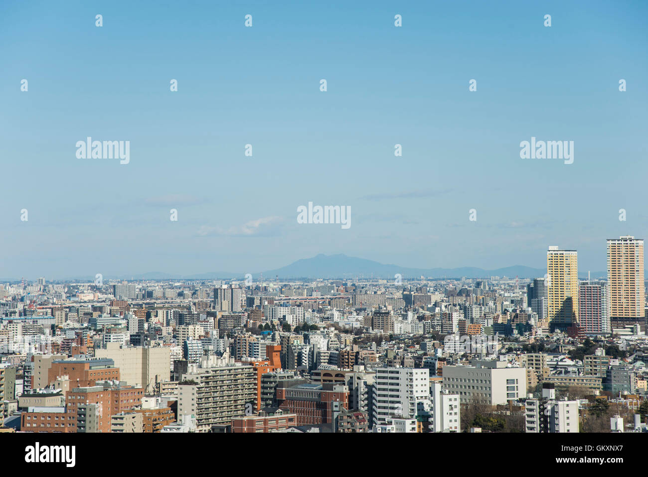 Mt.Tsukuba, Tsukuba City, Ibaraki Prefecture, Japan. View from Bunkyo-Ku, Tokyo, Japan. Stock Photo