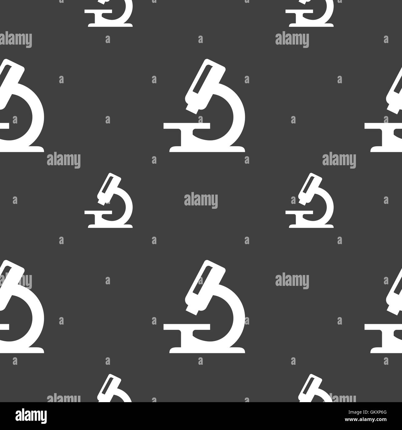 microscope icon sign. Seamless pattern on a gray background. Vector Stock Vector