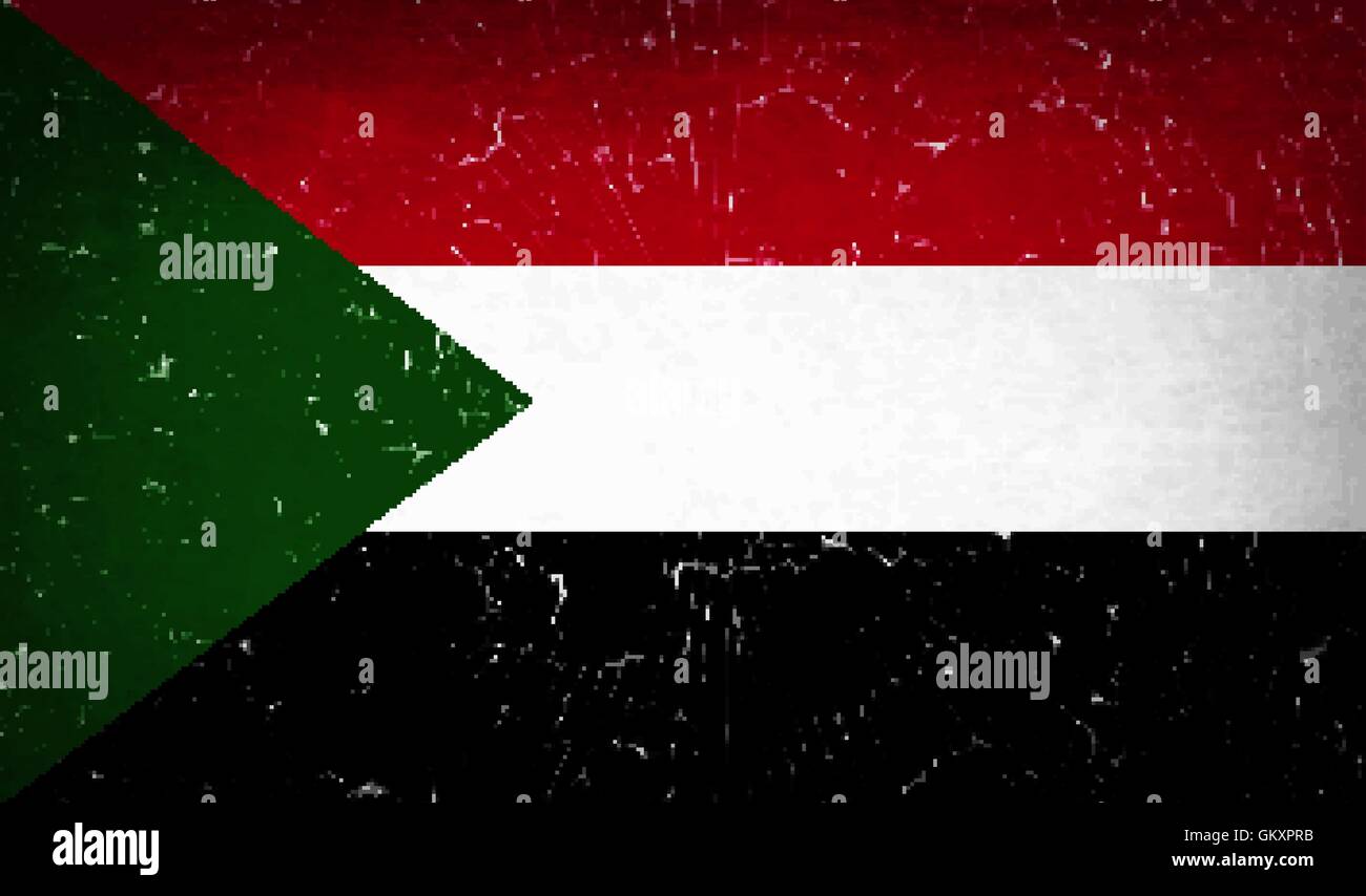 Flags Sudan with broken glass texture. Vector Stock Vector