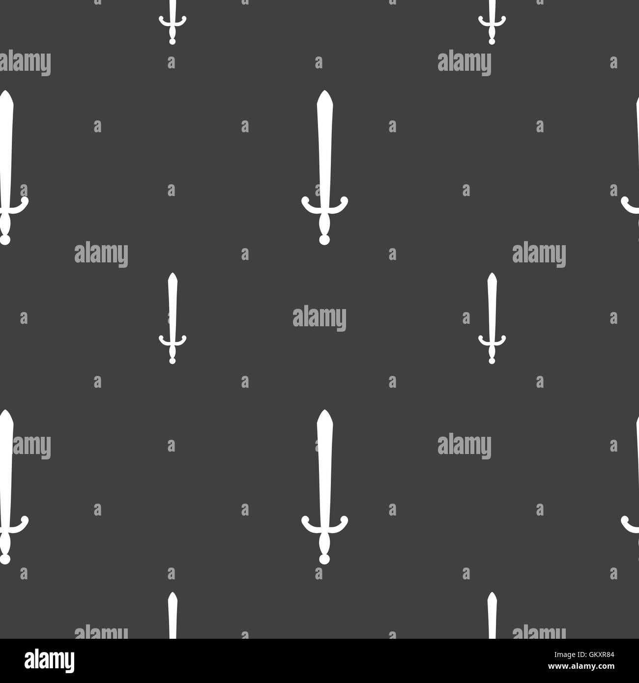 the sword icon sign. Seamless pattern on a gray background. Vector Stock Vector