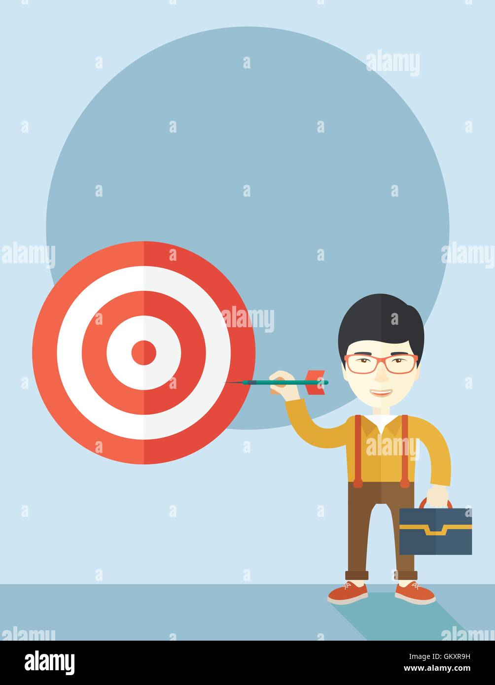 Working chinese man holding a target arrow Stock Vector Image & Art - Alamy