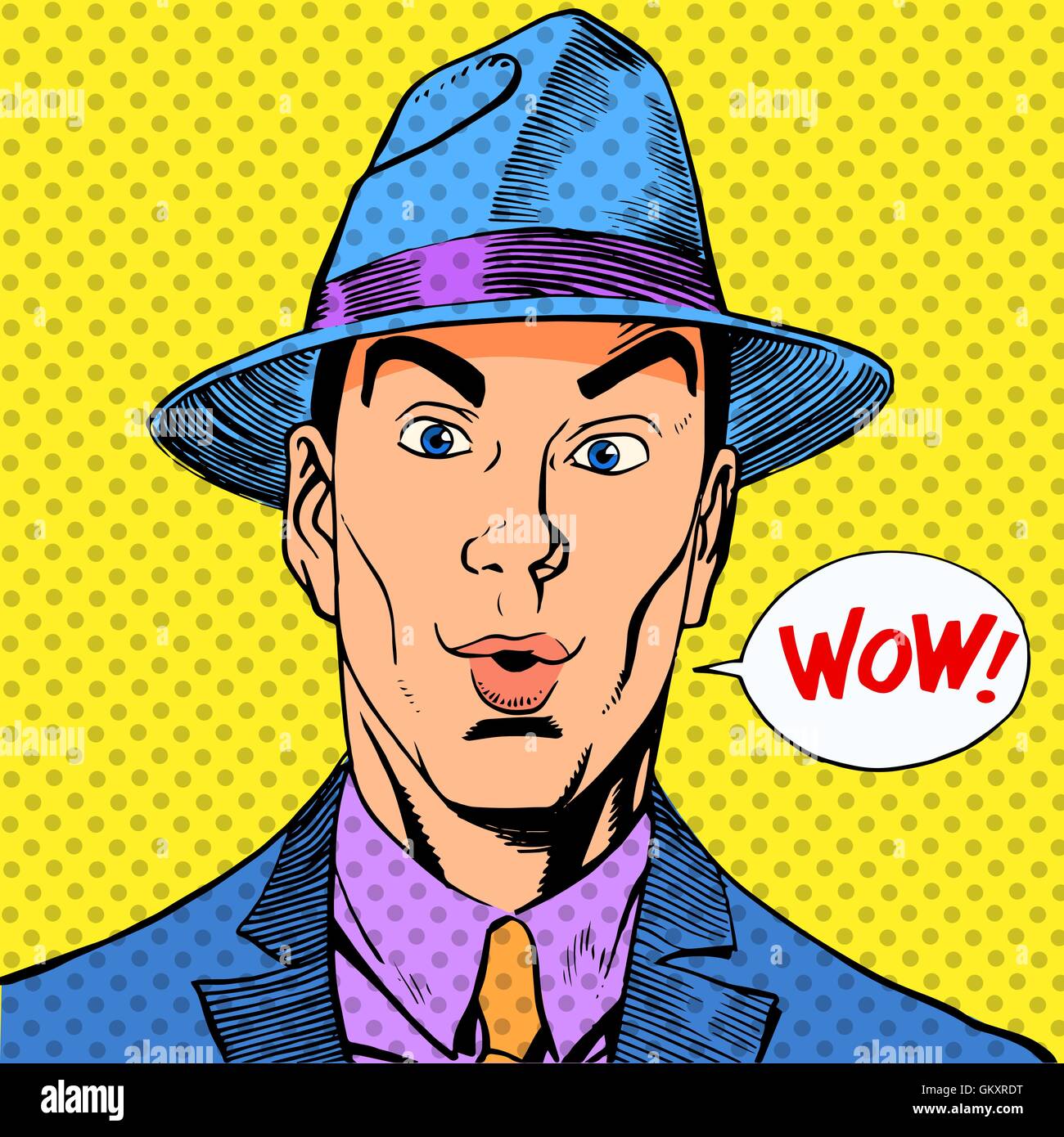 surprised elegant funny man a gentleman in the hat Stock Vector