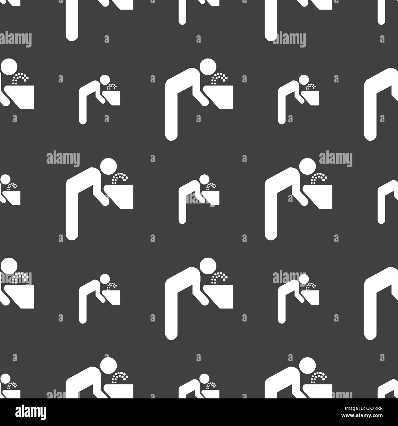 drinking fountain icon sign. Seamless pattern on a gray background ...