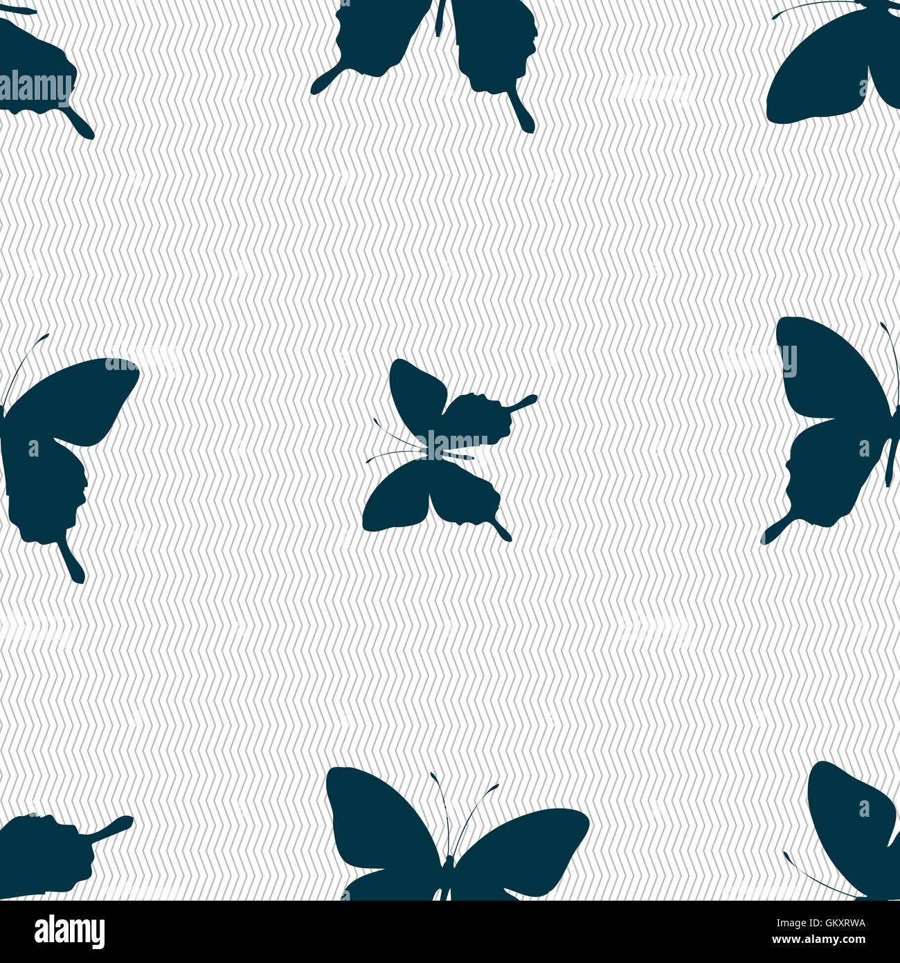 butterfly icon sign. Seamless pattern with geometric texture. Vector ...