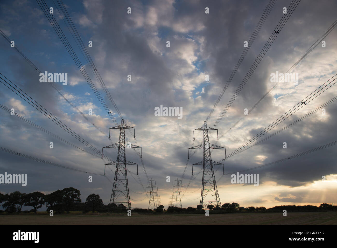 Pylons in Blaxhall village Suffolk England Stock Photo