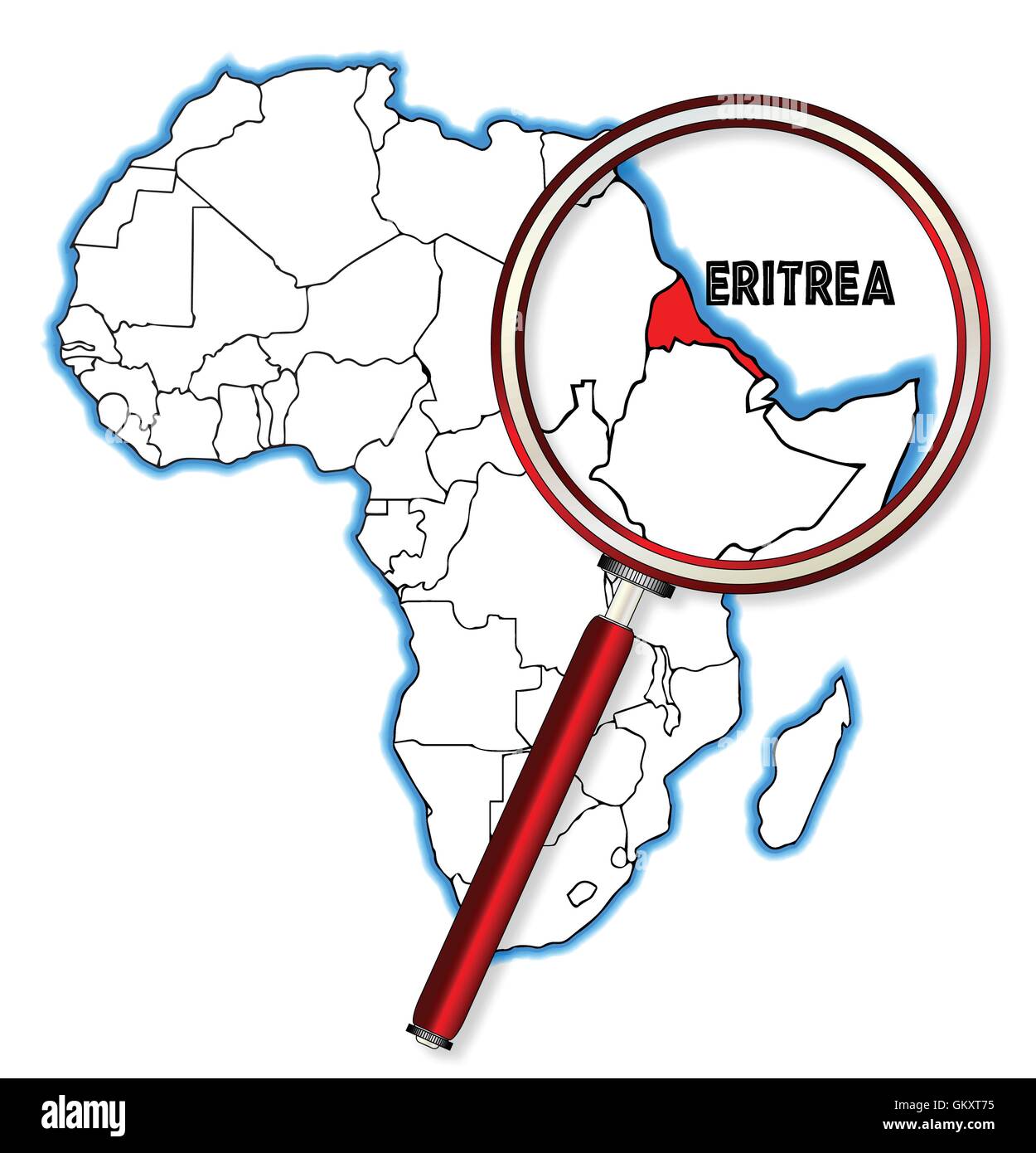 Eritrea Under A Magnifying Glass Stock Vector