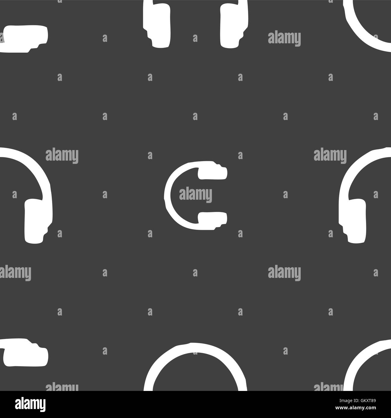 headsets icon sign. Seamless pattern on a gray background. Vector Stock Vector