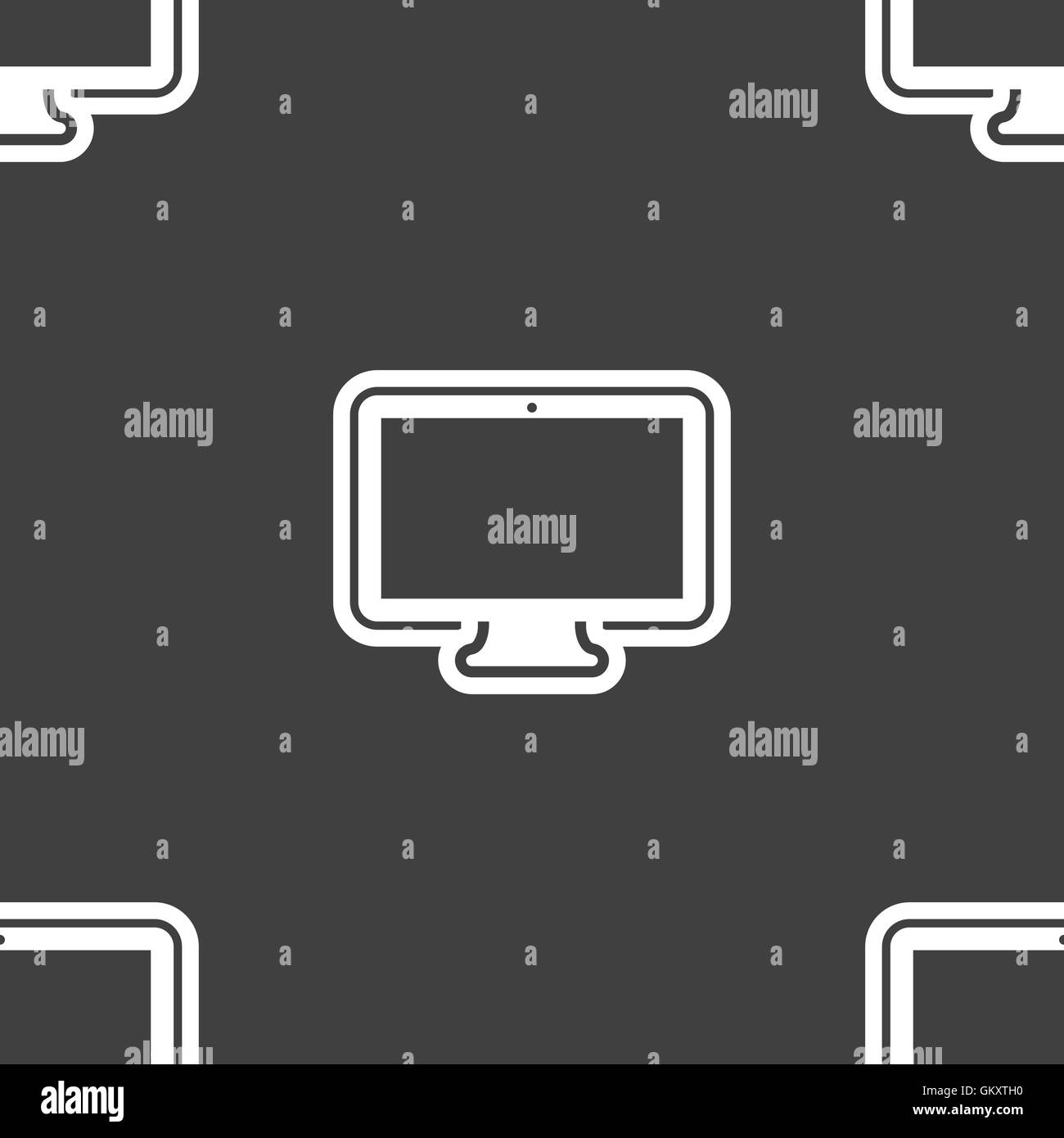 monitor icon sign. Seamless pattern on a gray background. Vector Stock ...