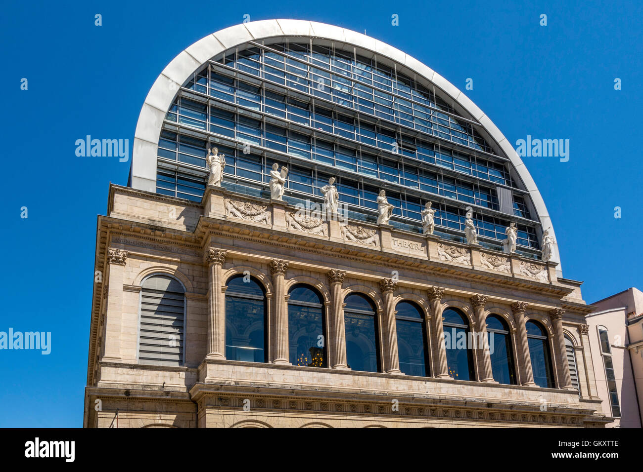 Lyon 1e arr. Opera of Lyon redesigned by architect Jean Nouvel. Rhone department. Rhone-Alpes. France. Europe Stock Photo