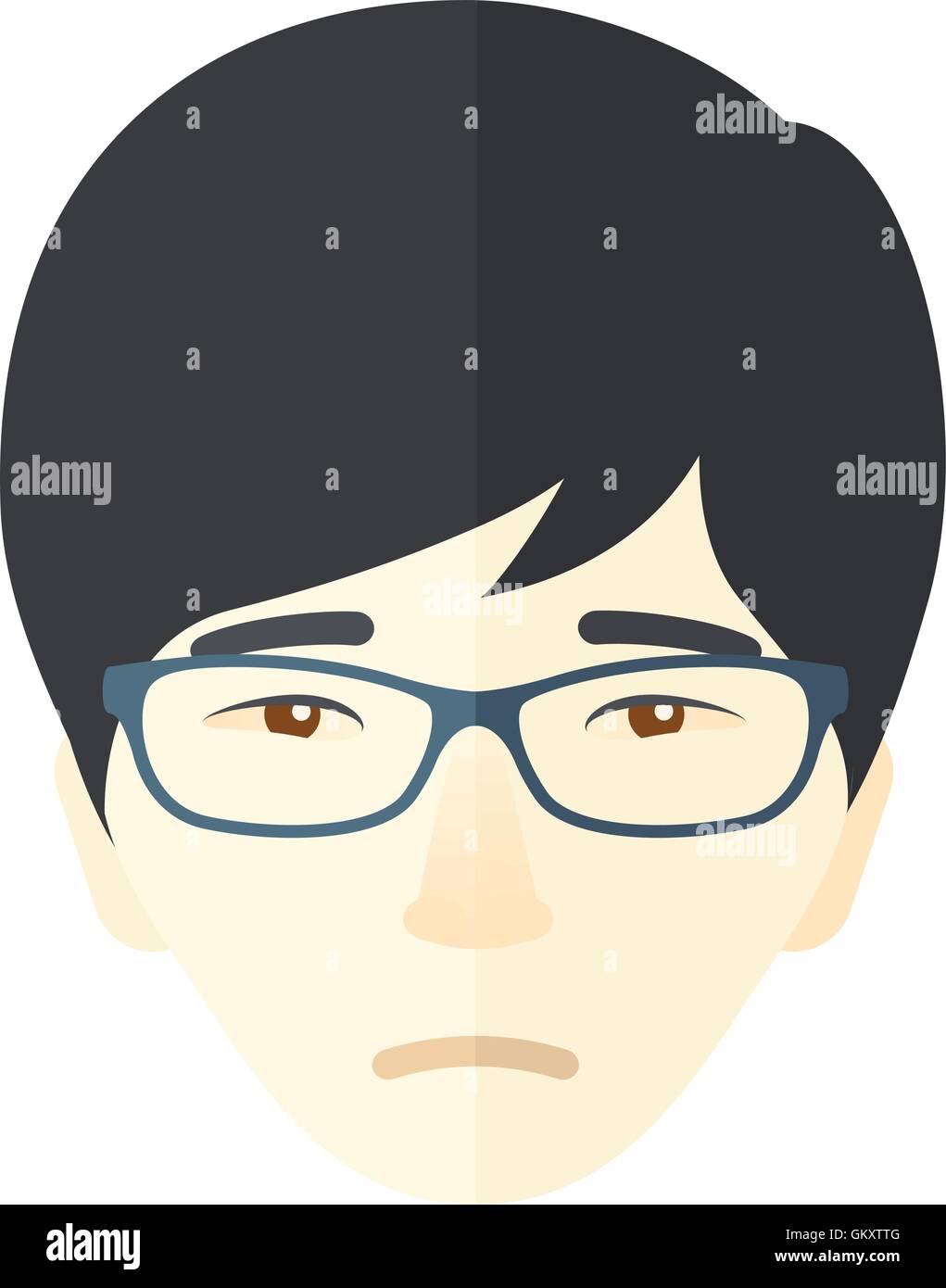 Unhappy face of young boy. Stock Vector