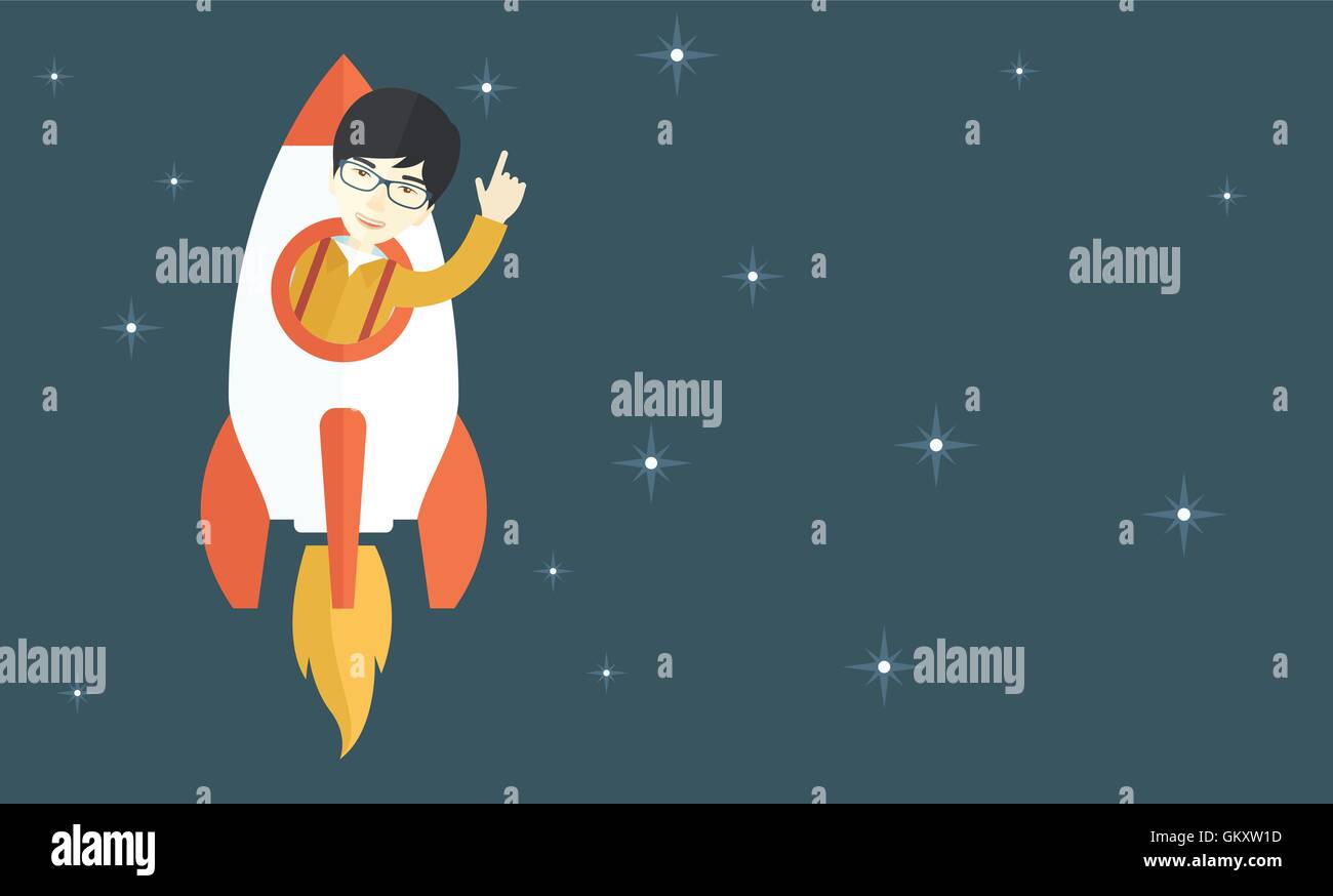 Asian young guy inside the rocket Stock Vector Image & Art - Alamy