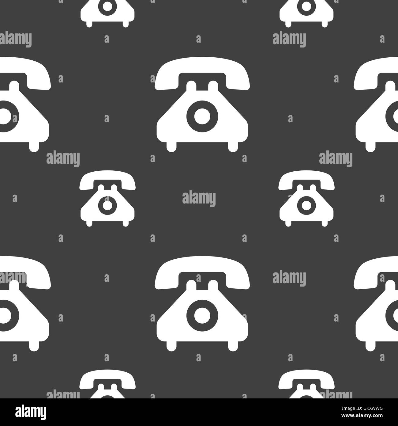 retro telephone handset icon sign. Seamless pattern on a gray ...