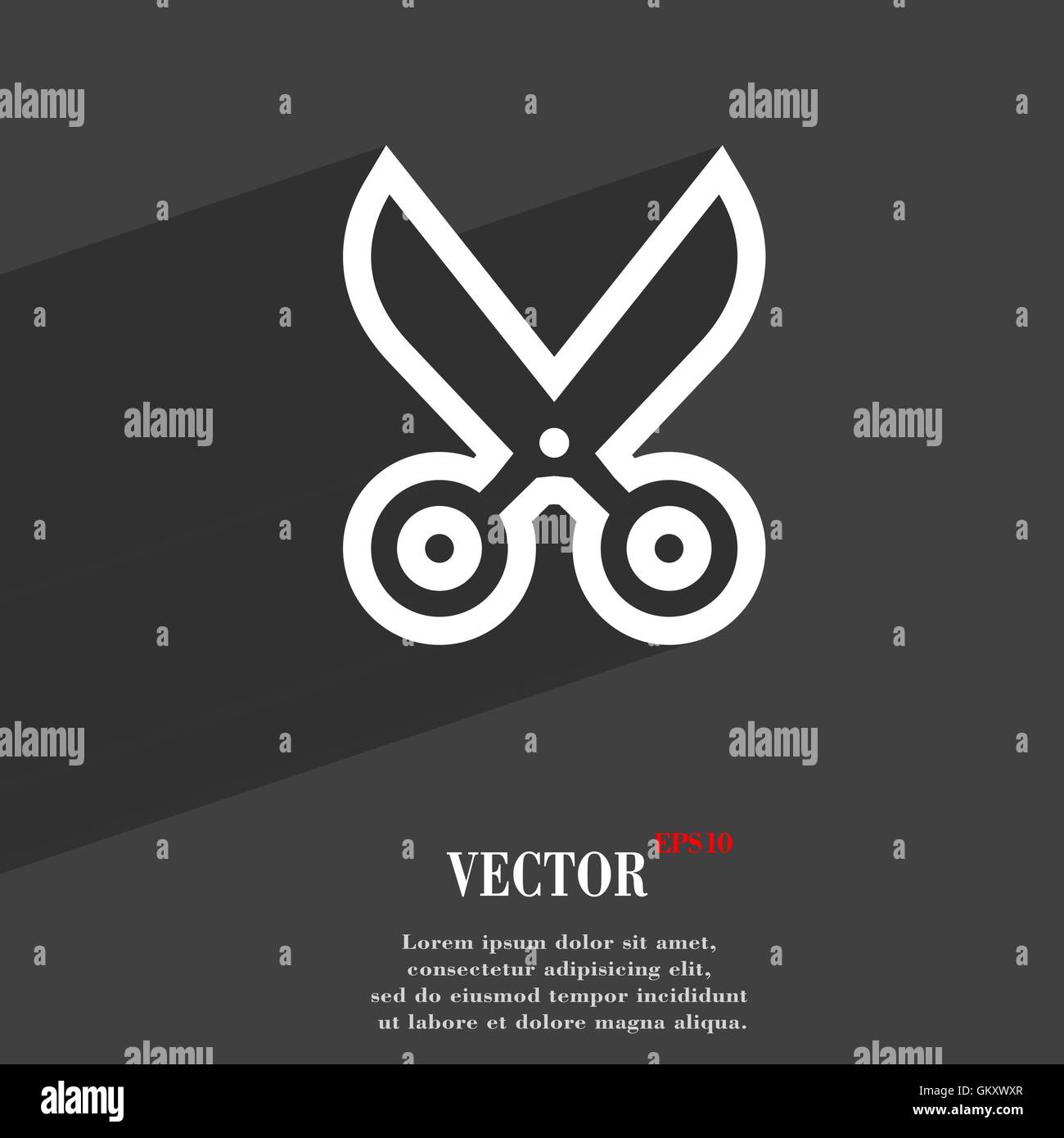 scissors icon symbol Flat modern web design with long shadow and space ...