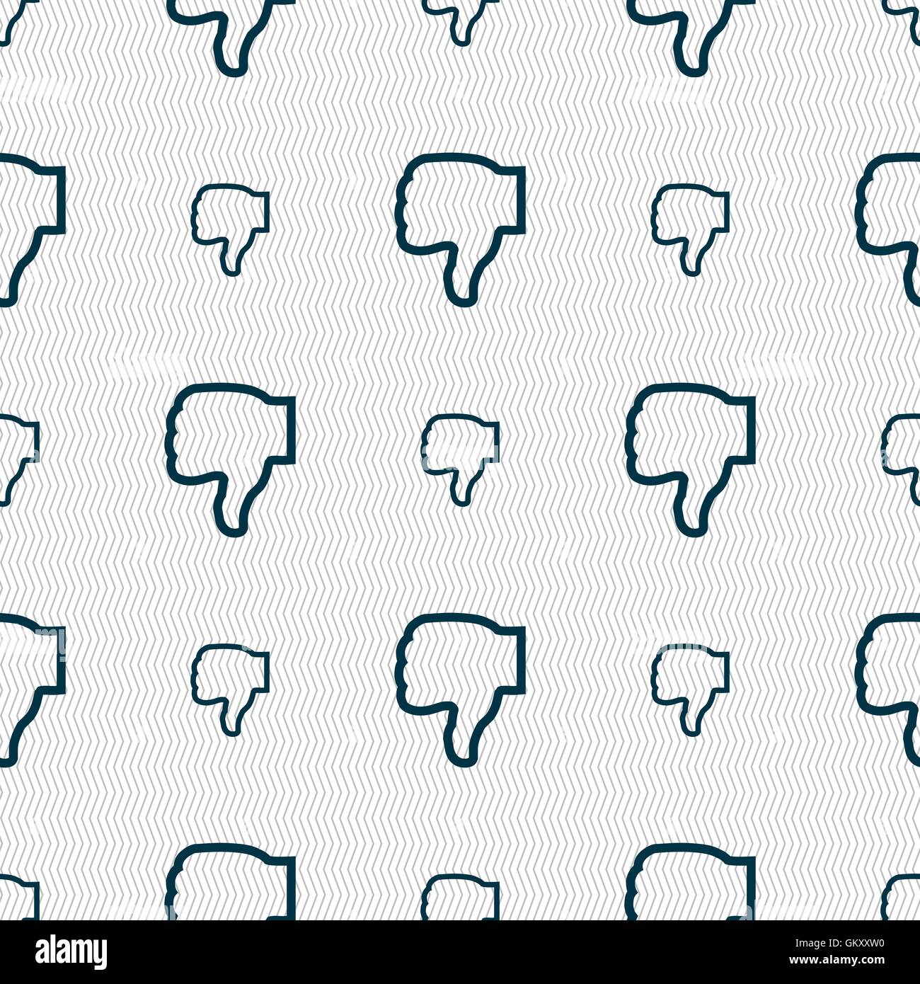 Dislike icon sign. Seamless pattern with geometric texture. Vector ...