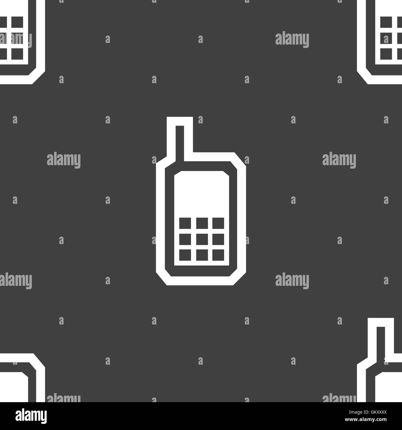 Mobile phone icon sign. Seamless pattern on a gray background. Vector ...
