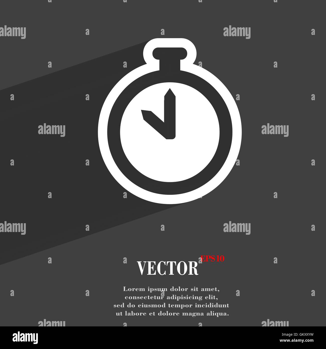 The stopwatch icon symbol Flat modern web design with long shadow and ...