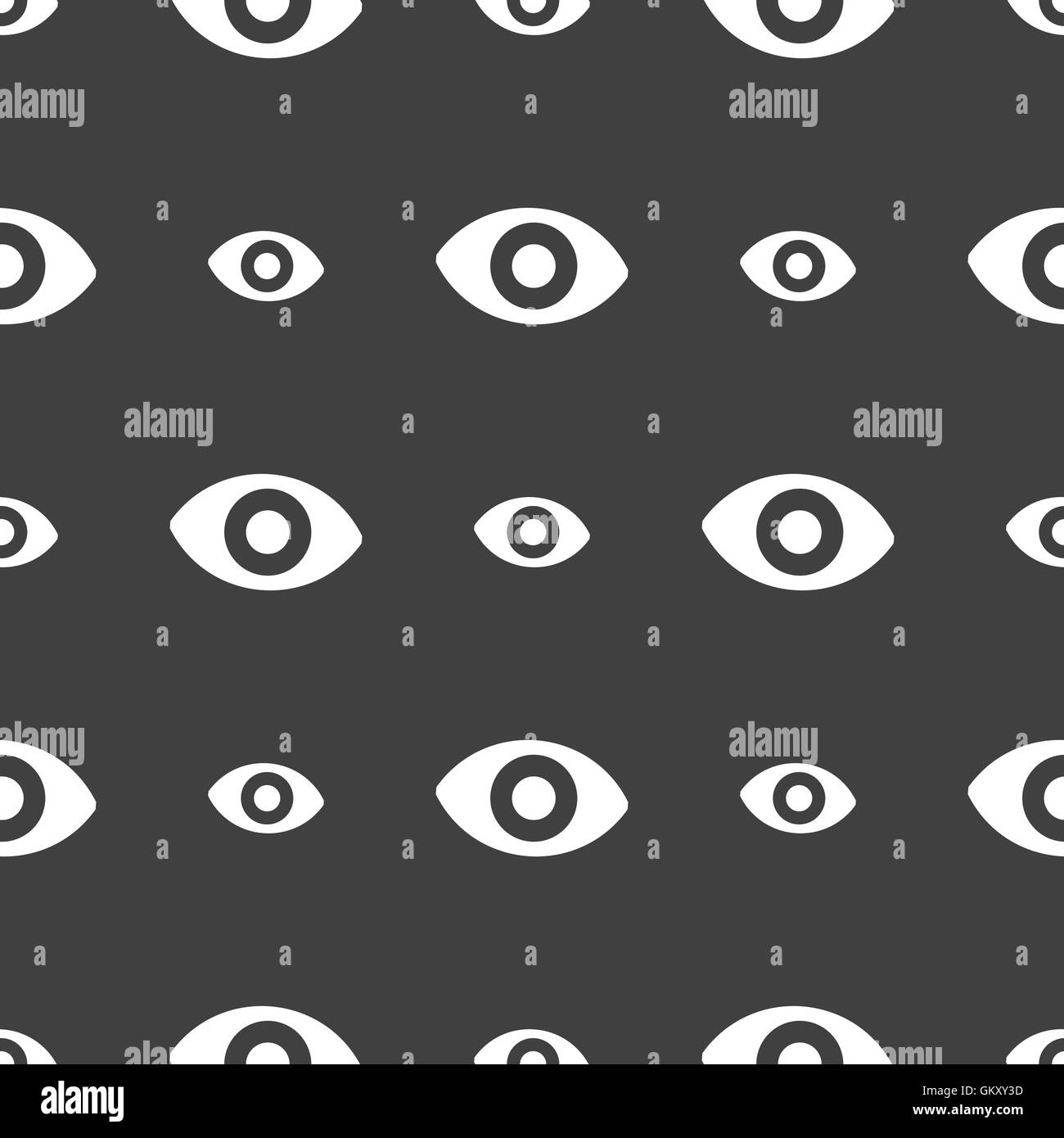 sixth sense, the eye icon sign. Seamless pattern on a gray background. Vector Stock Vector