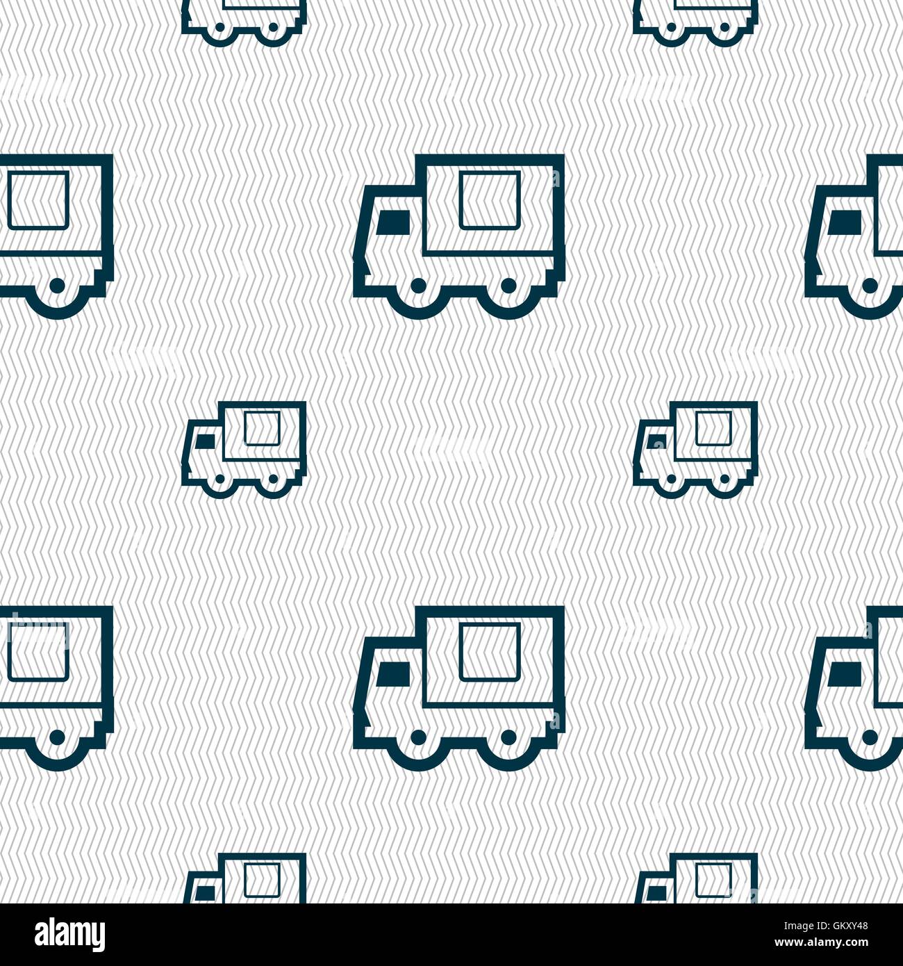 Delivery truck icon sign. Seamless pattern with geometric texture ...