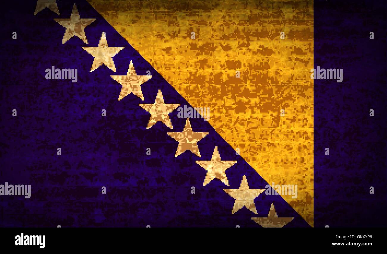 Flags of Bosnia and Herzegovina with dirty paper texture. Vector Stock