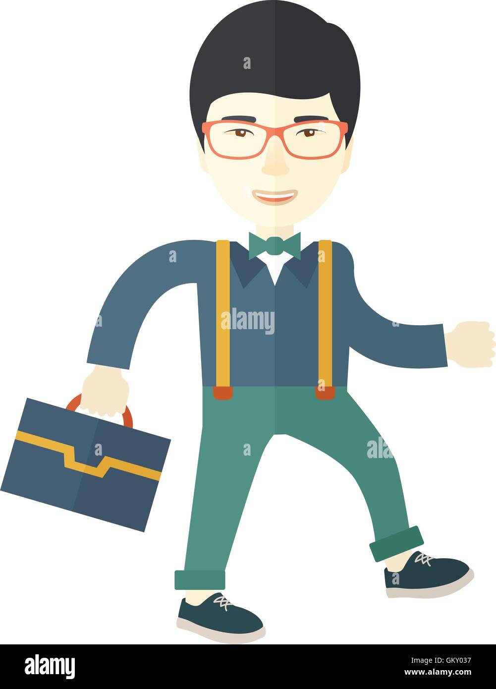 Young asian man walking with his briefcase Stock Vector Image & Art - Alamy