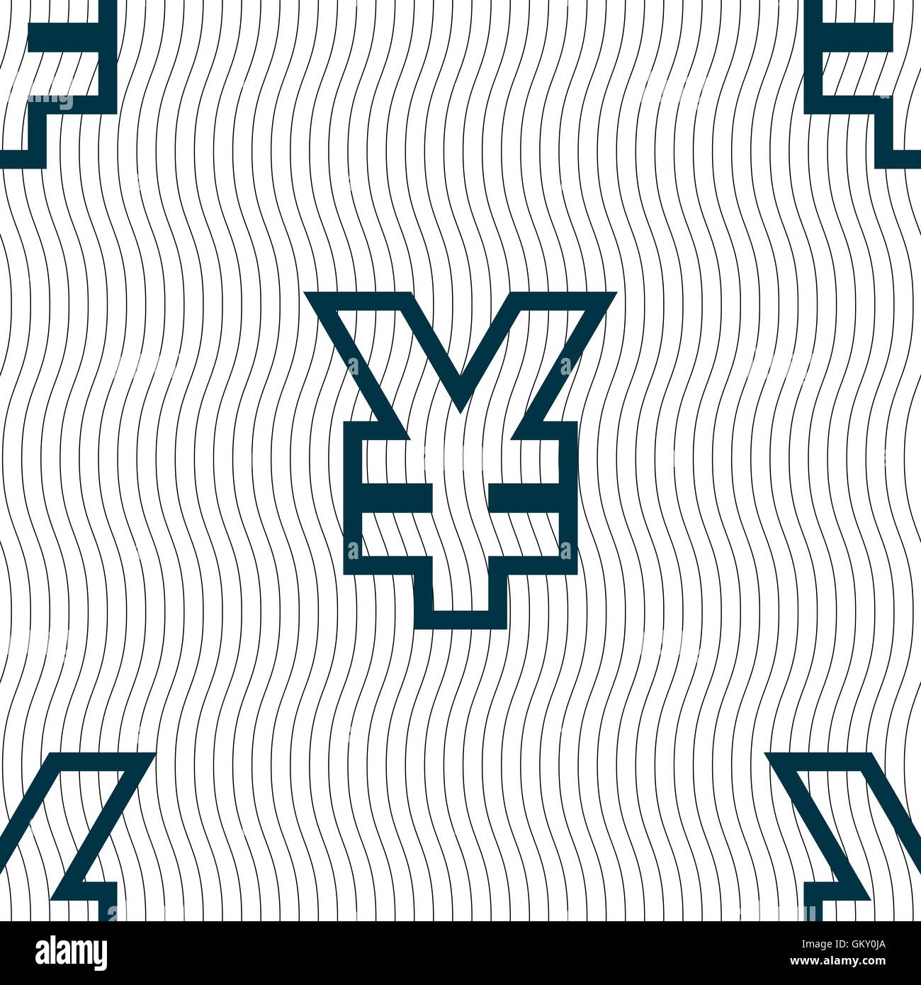Yen JPY icon sign. Seamless pattern with geometric texture. Vector Stock Vector