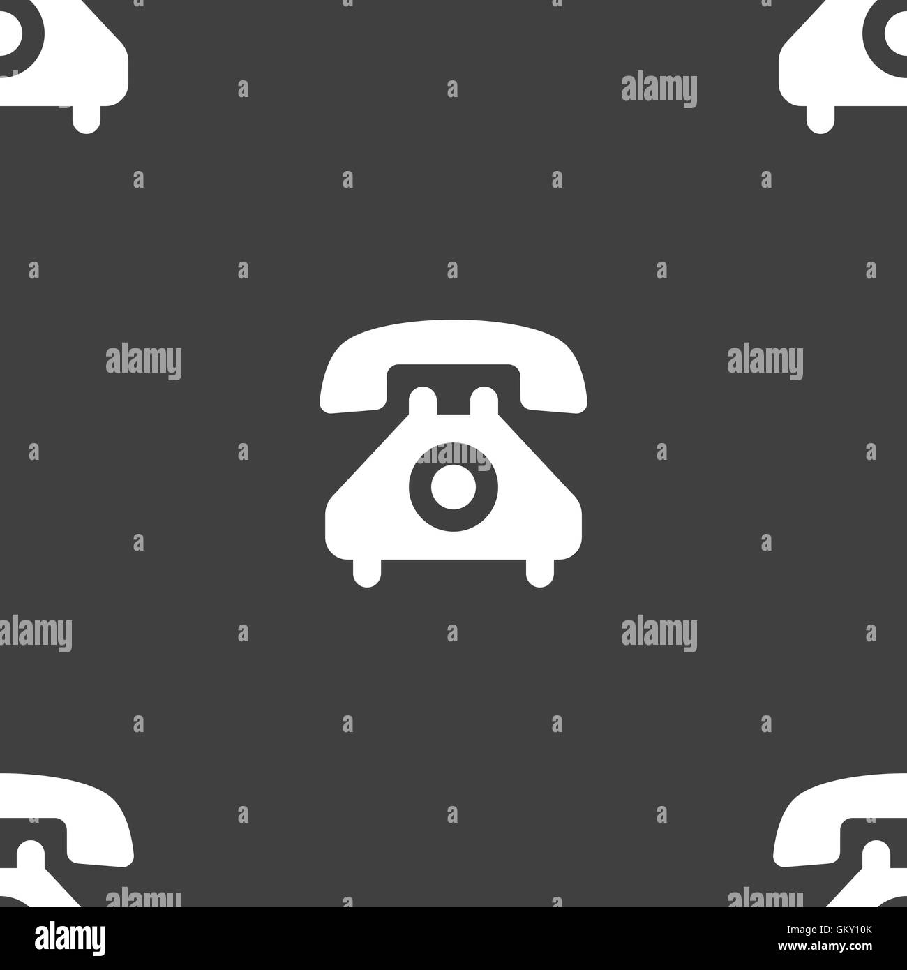 retro telephone handset  icon sign. Seamless pattern on a gray background. Vector Stock Vector