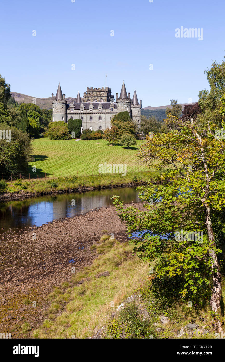 Inveraray Castle beside the River Aray at Inveraray, Argyll & Bute, Scotland Stock Photo