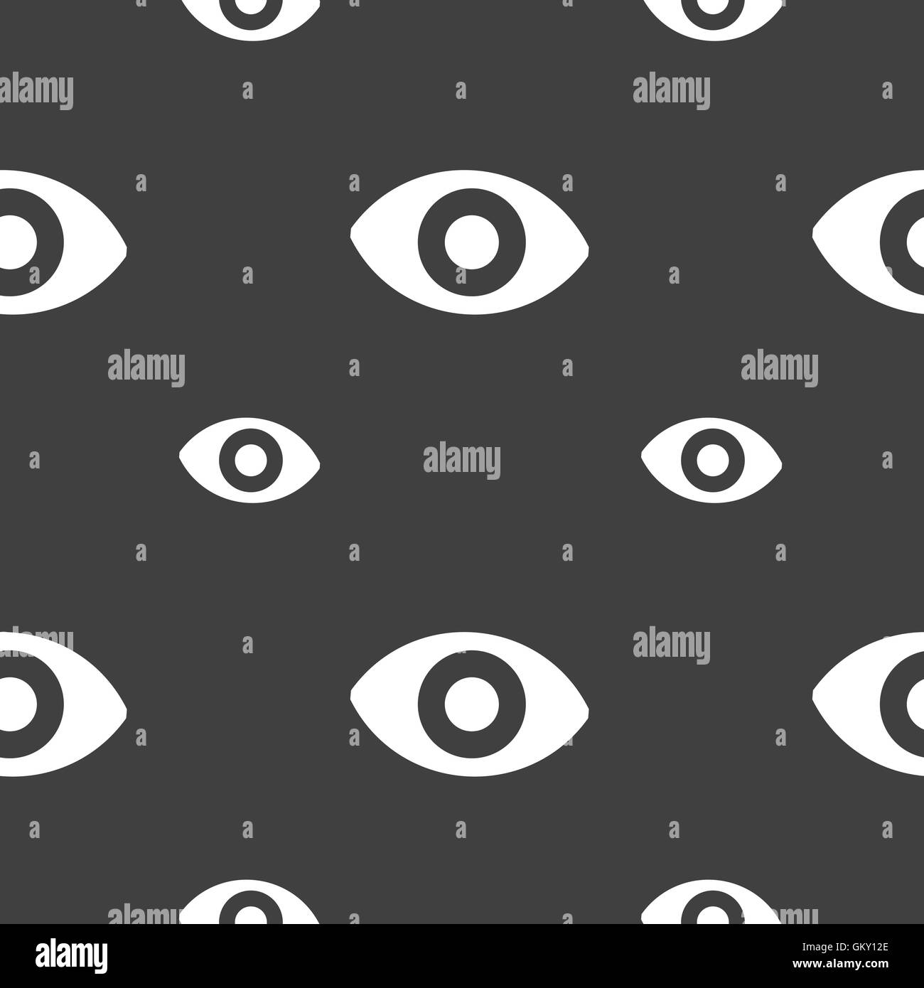 sixth sense, the eye icon sign. Seamless pattern on a gray background. Vector Stock Vector