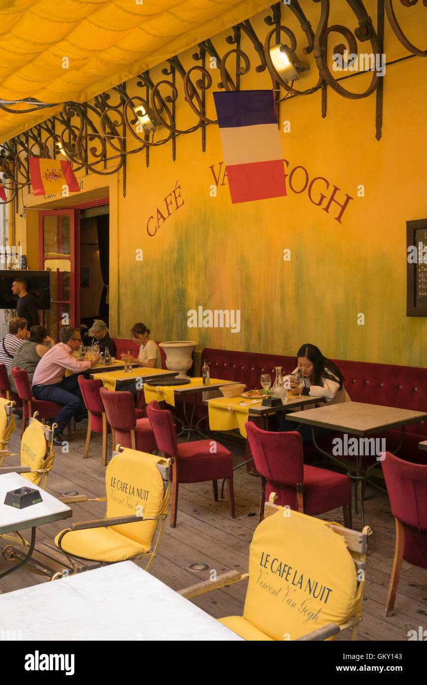 Cafe Van Gogh at Arles in the South of France. Stock Photo