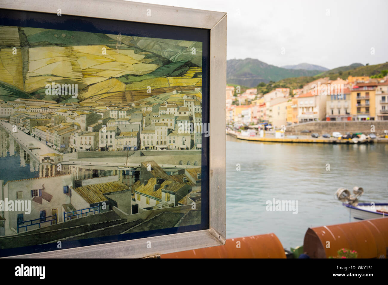 Port-Vendres in the Pyrenees-Orientales, France. Painting by  Charles Rennie Mackintosh. Stock Photo