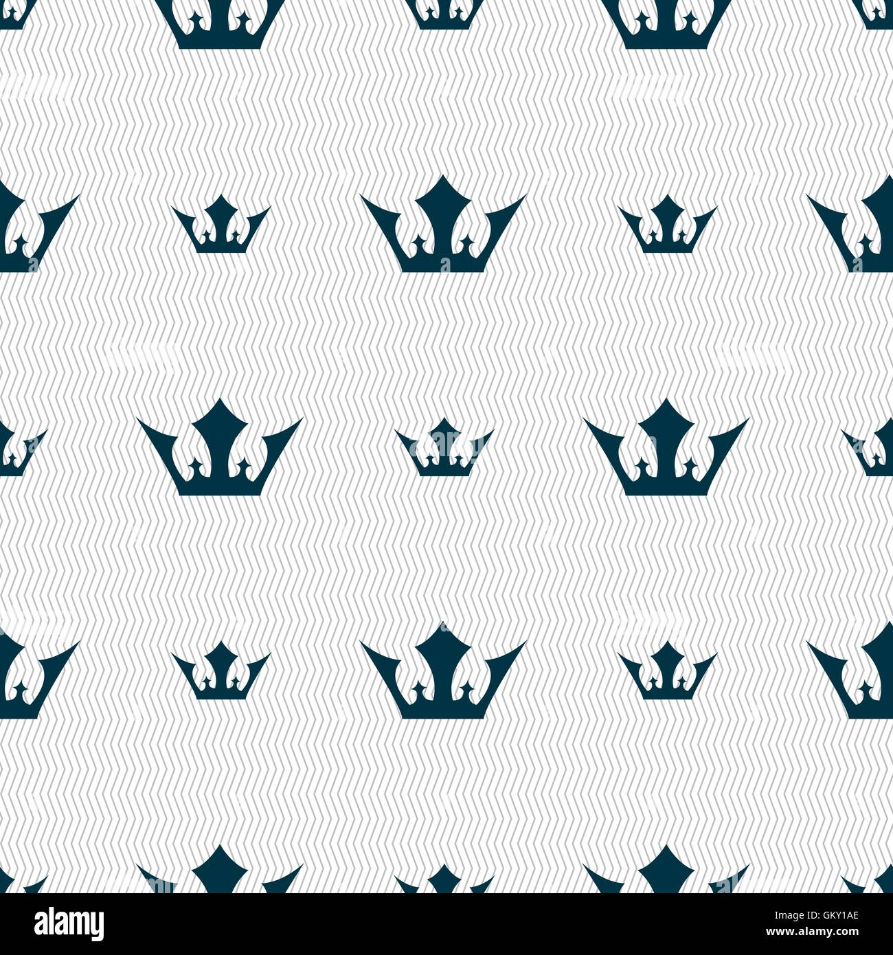 Crown icon sign. Seamless pattern with geometric texture. Vector Stock ...