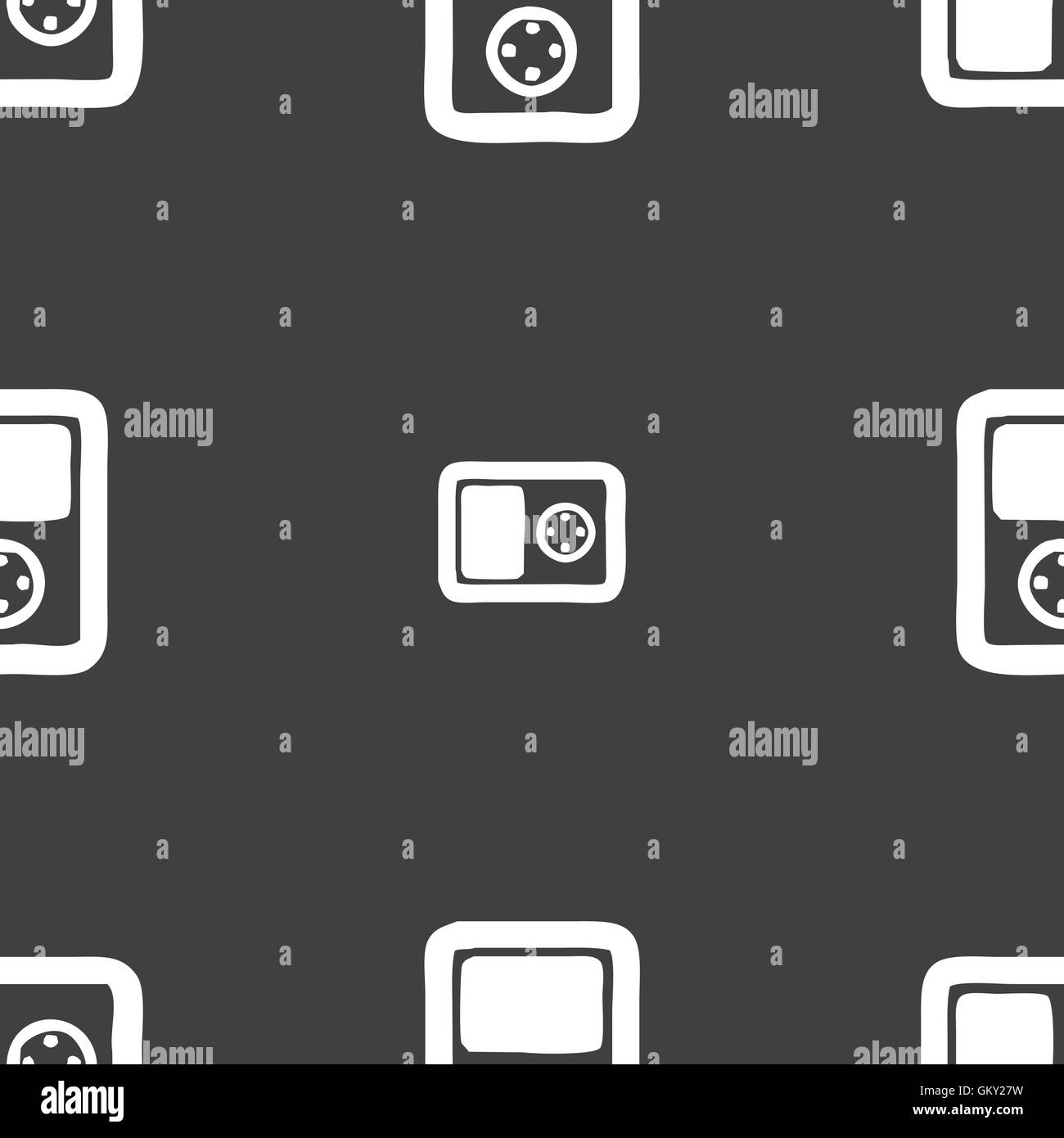 Tetris, video game console icon sign. Seamless pattern on a gray ...