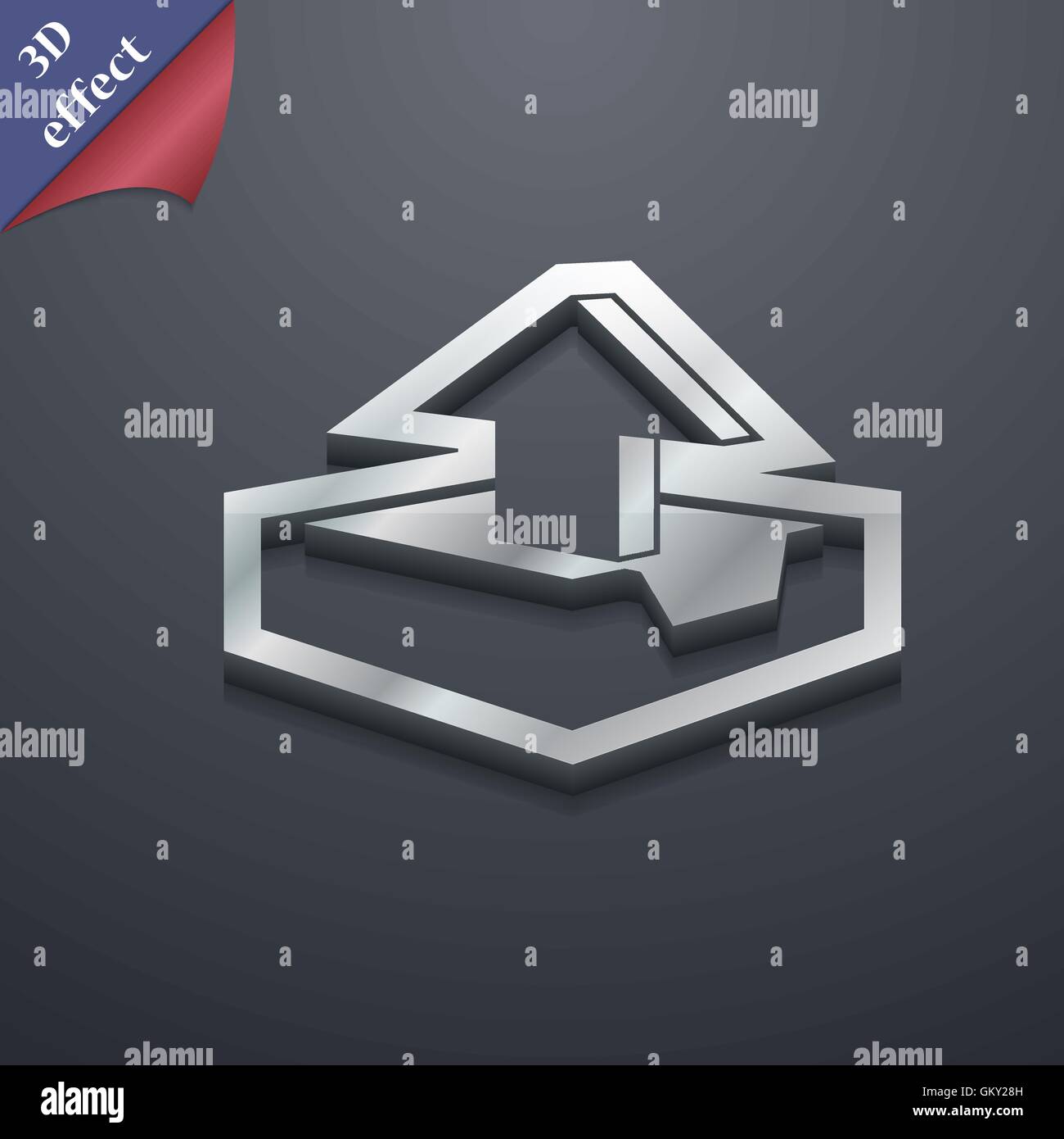 Upload icon symbol. 3D style. Trendy, modern design with space for your ...