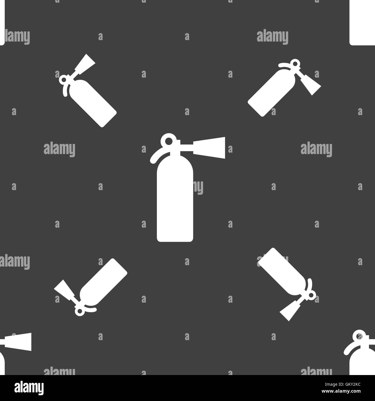fire extinguisher icon sign. Seamless pattern on a gray background. Vector Stock Vector